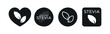 © Ярина Журавель - Stevia Sweet Set with Plant Leaves Vector Symbols on White Background. Sugar Substitute. Organic, Bio and Ecological Icon. Health Care Labels.