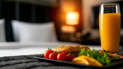 Poster - Tray Food Bed With Glass Orange Jui