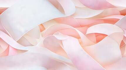 Wall Mural -   A high-resolution image of a close-up view of a light pink and pure white background adorned with delicate pink and white ribbons