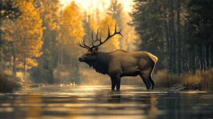 Wall Mural - bull elk in park national park