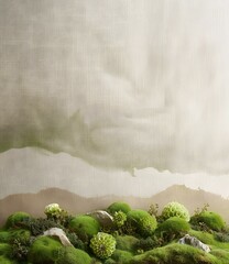 Green Moss and Stone Landscape