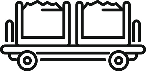 Poster - simple vector illustration of a mining cart carrying coal moving on rails on a white background