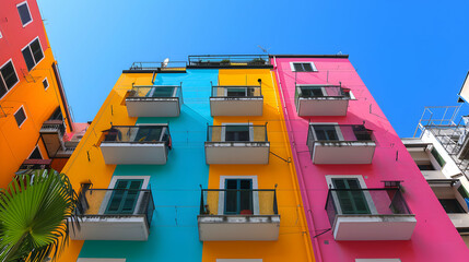 Sticker - Tall Building With Balconies And Balconies Paint