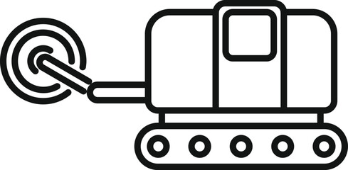 Poster - Minimalist icon of a small excavator digging with a round cutter, ideal for construction or machinery themed designs