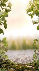 Poster - Pathway Through Green Leaves and Stone