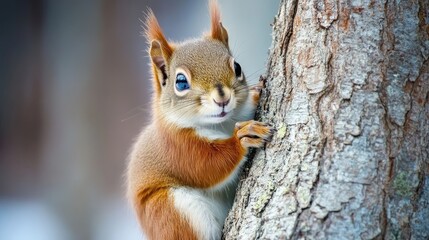 Wall Mural - squirrel on a tree