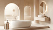 © BURINKUL - A serene bathroom scene with a freestanding oval bathtub