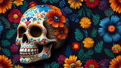 culture, tradition, decorative skull, flower skull, mexican skull, sugar skull, elegant, sunflower, design, graphic, vector, decoration, tattoo, head, human, gothic, black, bone, rose, skull, holiday,