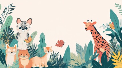 World Animal Day. Horizontal banner. Vector illustration for card, poster or advertising. generative ai