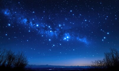 A starry night sky with a long line of stars