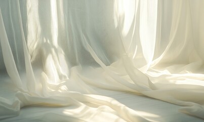 Wall Mural - Sheer, billowing fabric, softly glowing with sunlight