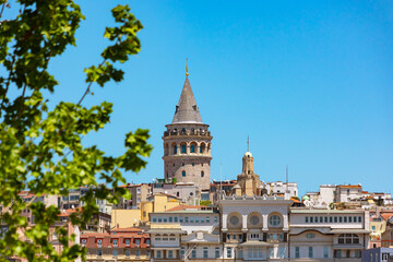 Wall Mural - istanbul view with galata tower or galata kulesi.