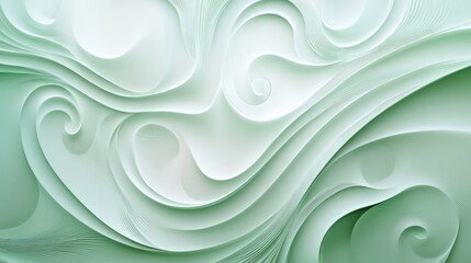 abstract light green background with wavy line and pattern from ornament of the spirals -