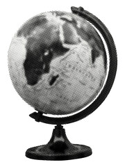 world globe with black stand isolated earth geography retro halftone collage element education trave