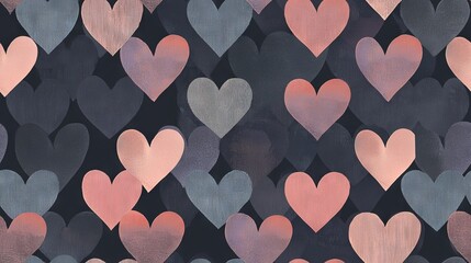 Sticker -   A large group of hearts on a black background with pink, blue, and grey hearts in the shape of hearts can be optimized as Hearts on black background, with shades of pink