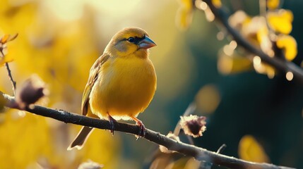 Wall Mural - yellow wagtail on a branch