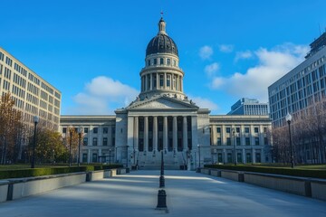 illinois government building. american classical architecture landmark in cityscape