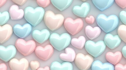 Poster -   A lot of pastel blue, pink, and light pink hearts