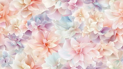 Wall Mural -   A detailed image of several colorful flowers on a white backdrop, featuring shades of pink, purple, and blue