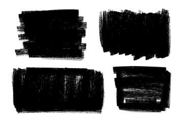 Poster - Vector set of hand drawn brush strokes, stains for backdrops rectangular shapes. Monochrome various textured design element set. One color artistic hand drawn backgrounds.