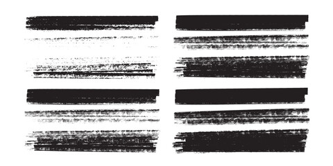 Poster - Vector set of hand drawn brush strokes, stains for backdrops rectangular shapes. Monochrome various textured design element set. One color artistic hand drawn backgrounds.