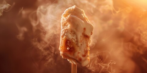 Wall Mural - Glazed ice cream on a stick with a bite taken out