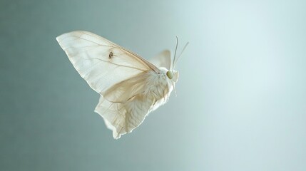 Sticker -   A white butterfly with spread-out wings is flying in close-up