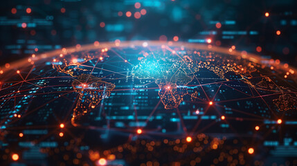 Projection of a global network map, illustrating supply chain dynamics and logistics optimization-2