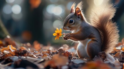 Wall Mural - squirrel eating nut