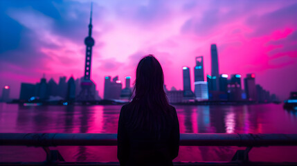 Canvas Print - View City Skyline Dusk