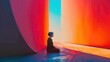 © RocknRoller Studios - Contemporary Interior with Vibrant Coloured Lighting. Beautiful Modern Exhibition Space.