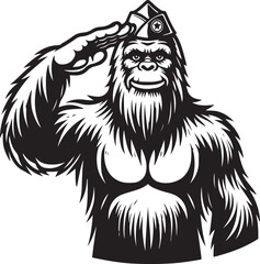 Canvas Print - Bigfoot Salute Stylized Vector Illustration