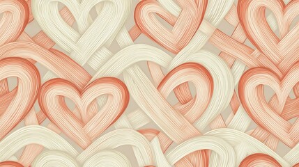 Canvas Print -   A heart-shaped pattern is displayed on a beige and white background with a light pink center