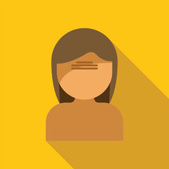 Poster - female avatar with three stripes on her forehead casting a long shadow over a yellow background