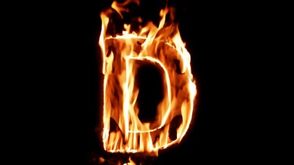 Poster - Flaming Letter D Illuminated Against a Black Backdrop at Night Generative AI