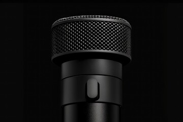 Closeup of Black Microphone with Mesh Grille