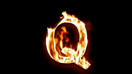 Poster - Letter Q Engulfed in Flames During a Dark Night Display Generative AI