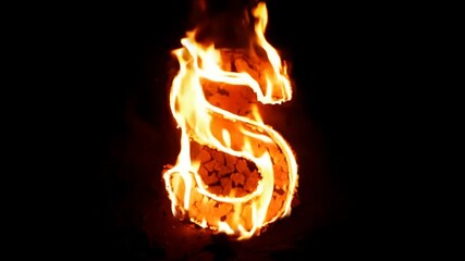 Poster - Letter S Engulfed in Flames Against a Dark Background at Night Generative AI