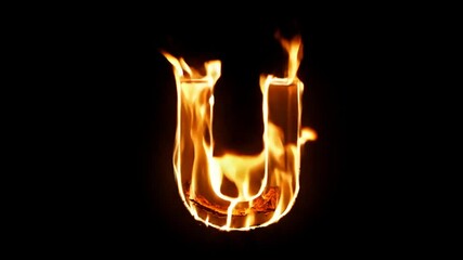 Poster - Letter U Engulfed in Flames Against a Dark Background at Night Generative AI