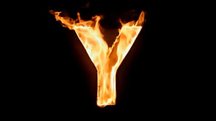 Poster - Burning Letter Y Ignites Against a Dark Backdrop at Night Generative AI