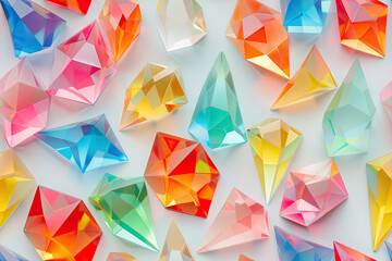 Wall Mural - multicolored crystals, three-dimensional crystals with a rich color palette