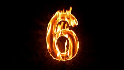 Poster - Flames Shape a Striking Number Six in Darkness Generative AI