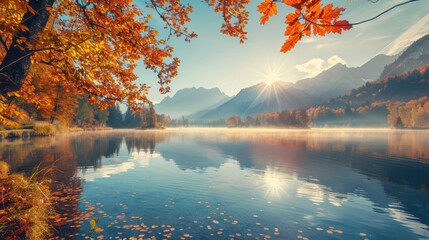 Wall Mural - Autumn Serenity in the Mountains