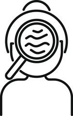 Sticker - Neurologist analyzing brain waves with magnifying glass in a neurological examination icon outline vector