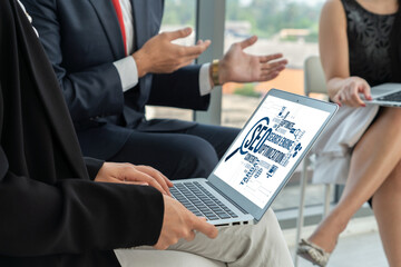 Poster - seo search engine optimization for modish e-commerce and online retail business showing on computer 