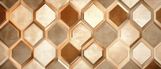 Sticker - A wall with a pattern of hexagons in different colors