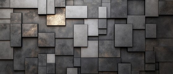 A wall made of gray and black squares