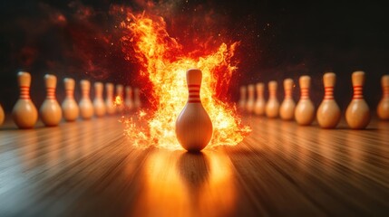 Wall Mural - Bowling Pin on Fire