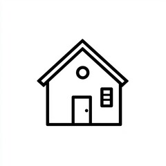 Canvas Print - Simple monochrome icon of a house with just the outline and a single door conveying the concept of home