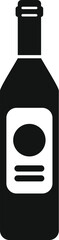 Poster - simple black silhouette of a wine bottle featuring a blank label, perfect for adding your own brandi